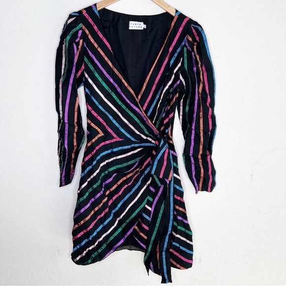 Tanya Taylor Metallic Striped Wrap Sheath Dress - Picture 2 of 7